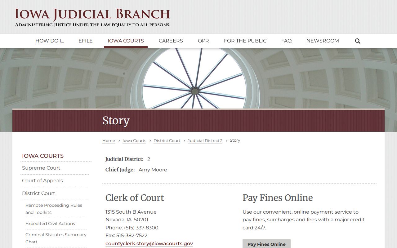 Story County active warrant search clerk address and phone