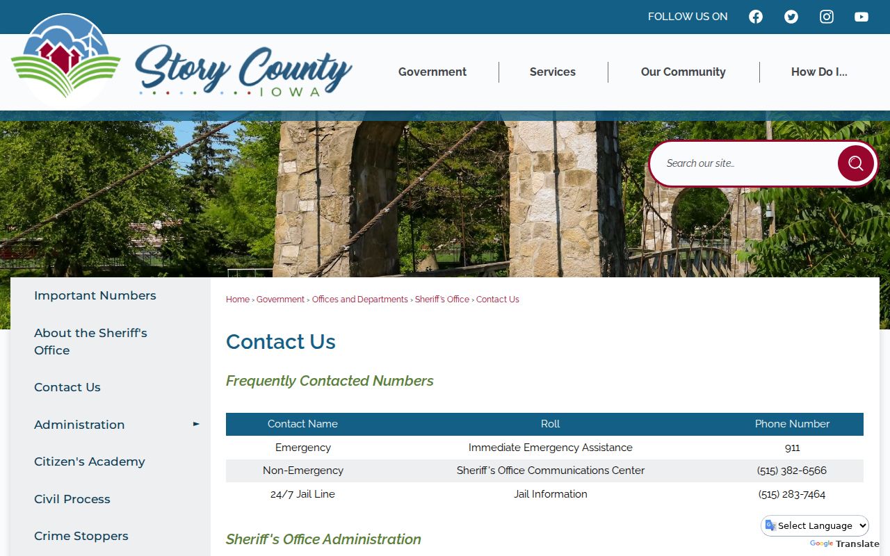 Story County active warrant search records and dispatch contacts