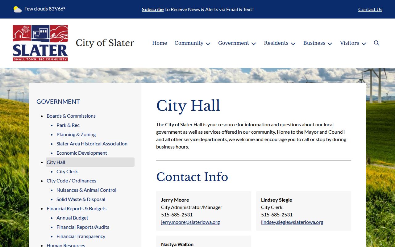 Slater warrant routing and official City Hall contact context
