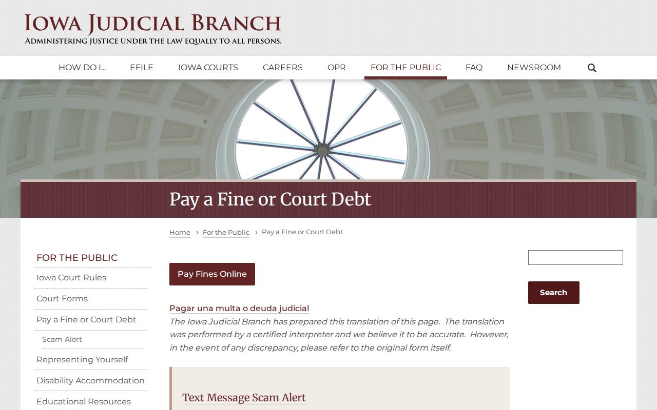 Story County traffic warrant records payment search fields